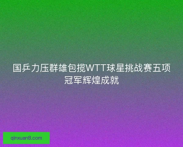 国乒力压群雄包揽WTT球星挑战赛五项冠军辉煌成就