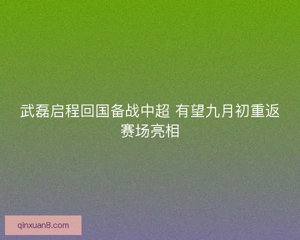 武磊启程回国备战中超 有望九月初重返赛场亮相
