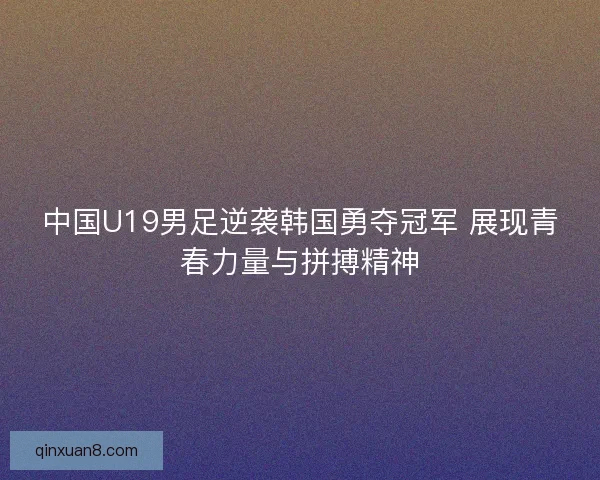中国U19男足逆袭韩国勇夺冠军 展现青春力量与拼搏精神 中国U19男足逆袭韩国勇夺冠军 展现青春力量与拼搏精神