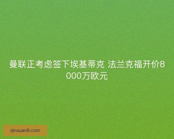 曼联正考虑签下埃基蒂克 法兰克福开价8000万欧元 曼联正考虑签下埃基蒂克 法兰克福开价8000万欧元